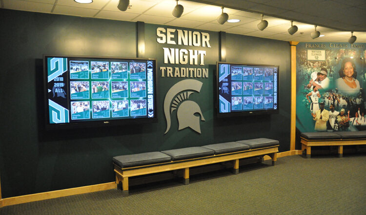 Michigan State University’s Frances Cleaves Family Center sports stadium signage