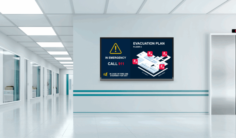 Real-time digitale bewegwijzering en noodoproepsignalering in de hal van het ziekenhuis