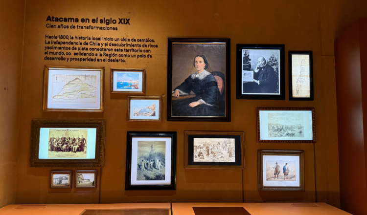 Chile's Museo Regional de Atacama exhibit wall with multiple digital displays