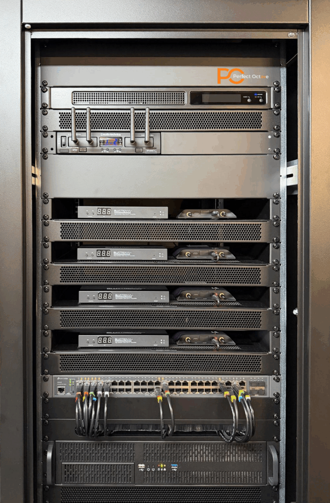 BrightSign purpose-built digital signage players in existing rack fit out