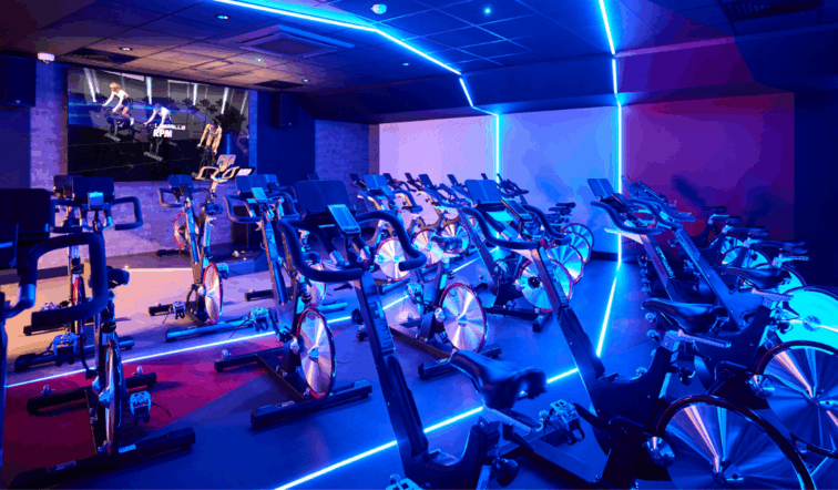 Everyone Active Gymstream cycle studio powered by BrightSign players