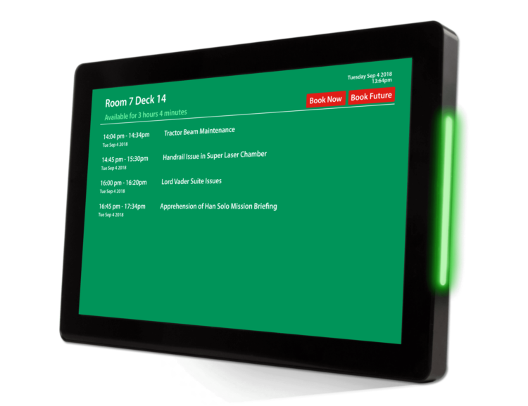 Digital conference room booking panel utilizing BrightSign enterprise technology